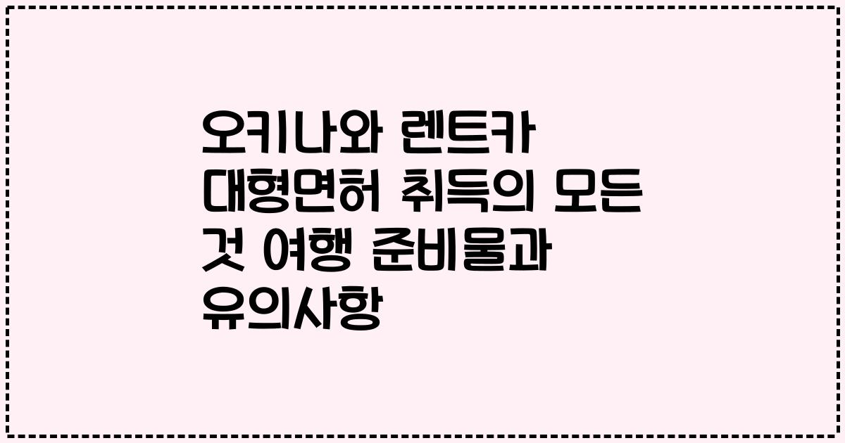 오키나와 렌트카 대형면허 취득의 모든 것 여행 준비물과 유의사항