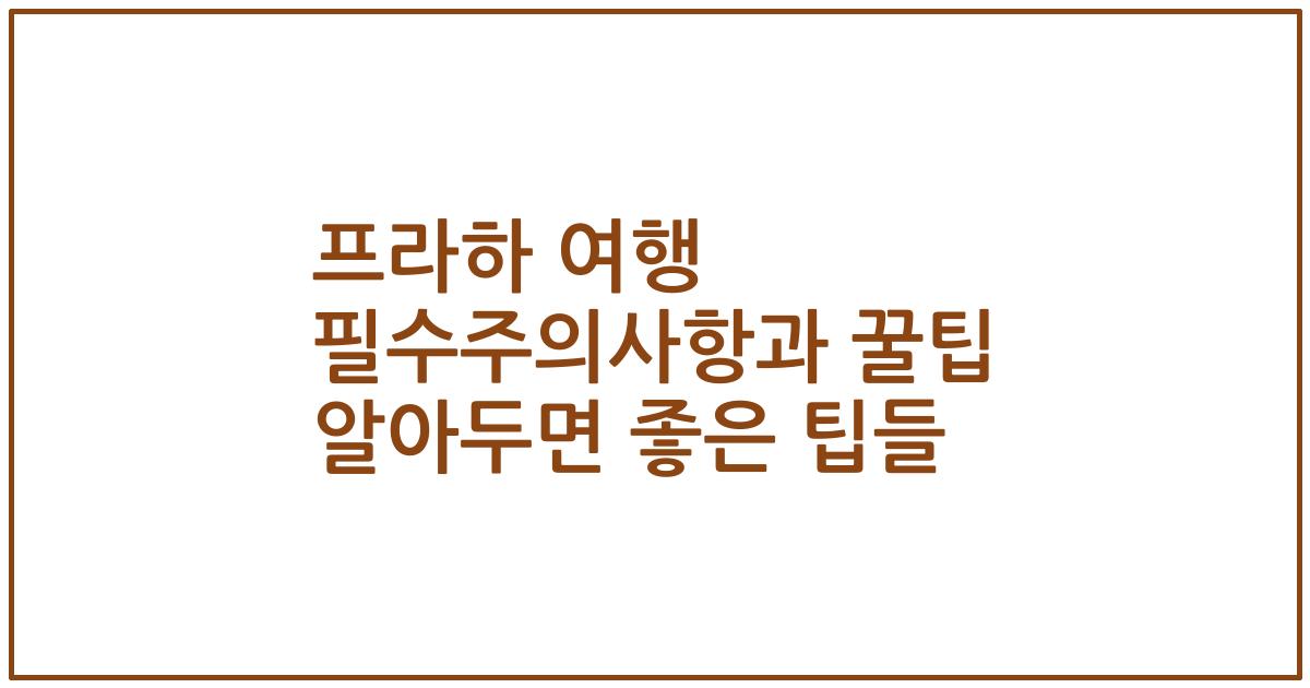 프라하 여행 필수주의사항과 꿀팁 알아두면 좋은 팁들