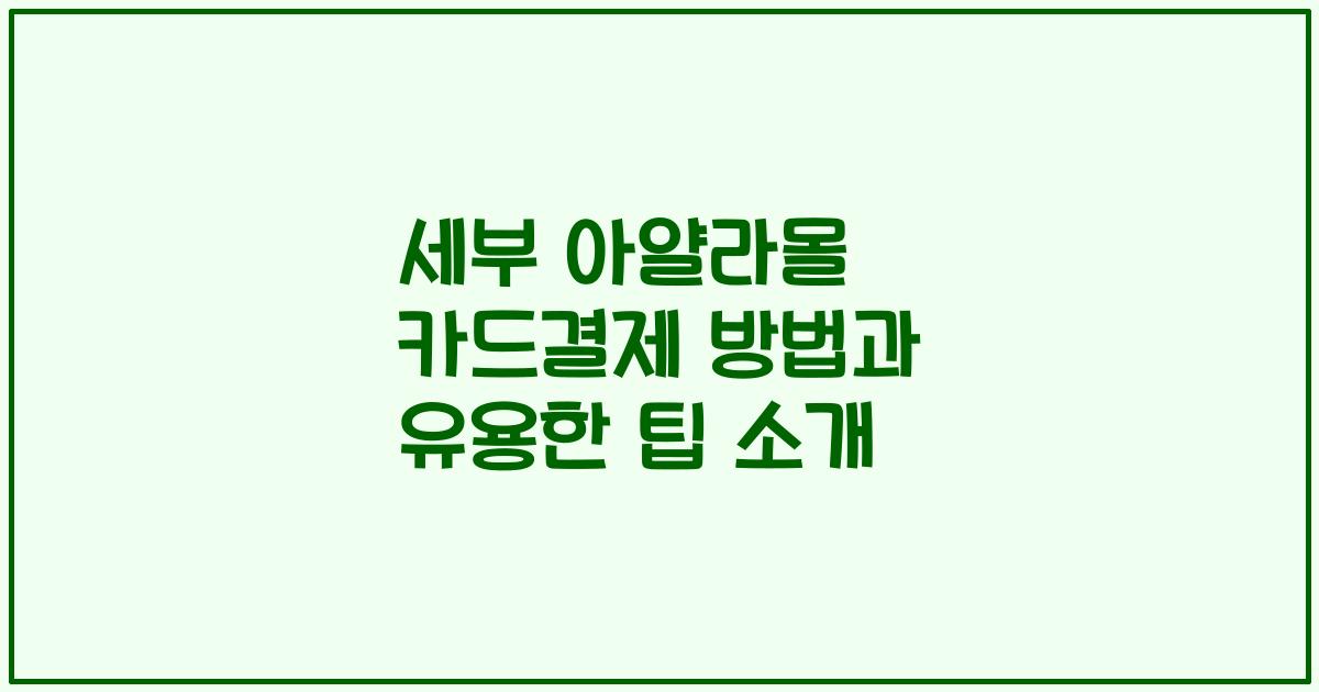 세부 아얄라몰 카드결제 방법과 유용한 팁 소개