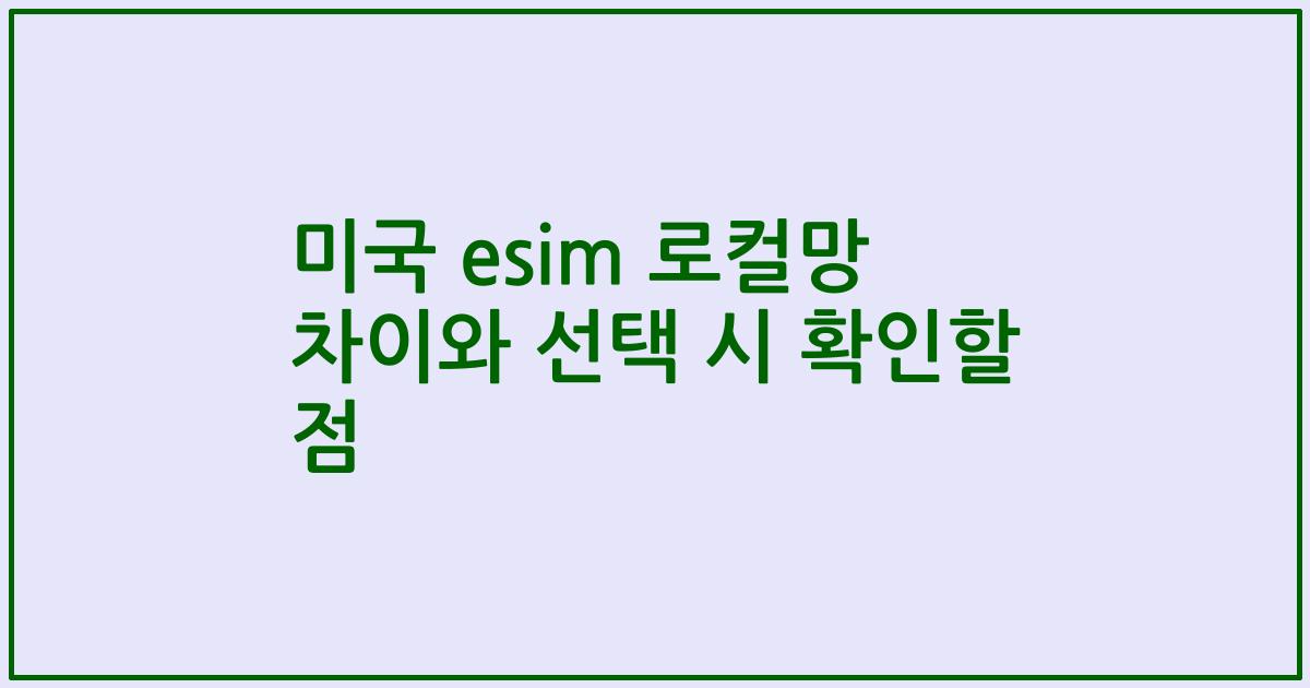 미국 esim 로컬망 차이와 선택 시 확인할 점